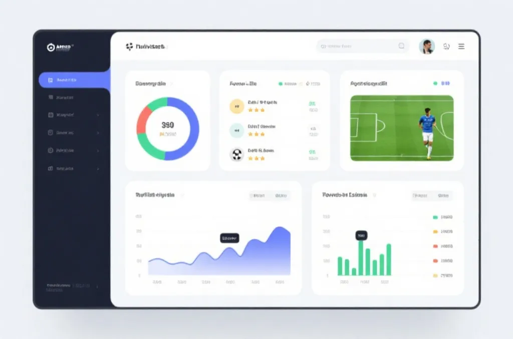 Sports statistics dashboard showing match data and player performance metrics